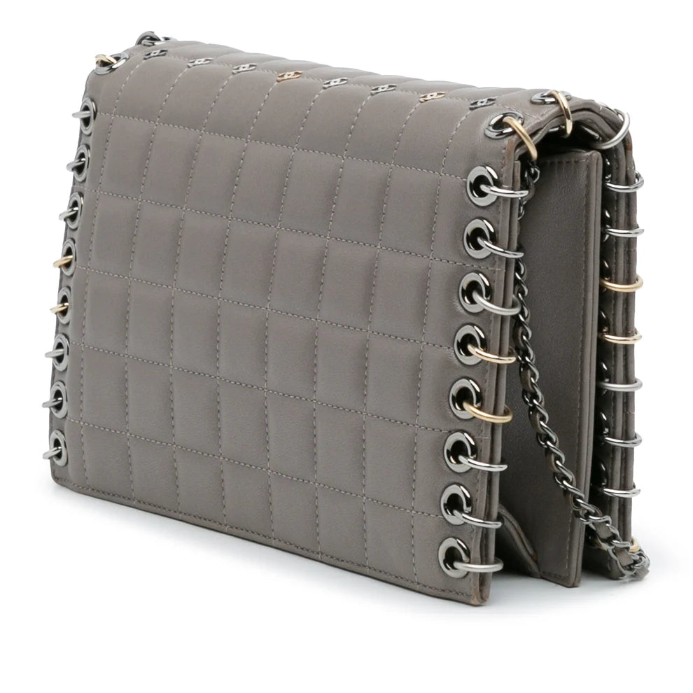 Chanel Small Lambskin Chocolate Bar CC Piercing Studded Chain Flap Bag