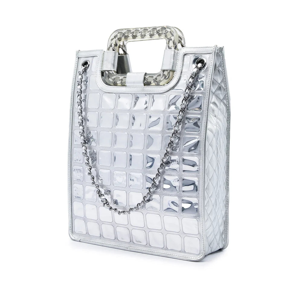 Chanel CC Vinyl Ice Cube Shopper Tote Bag