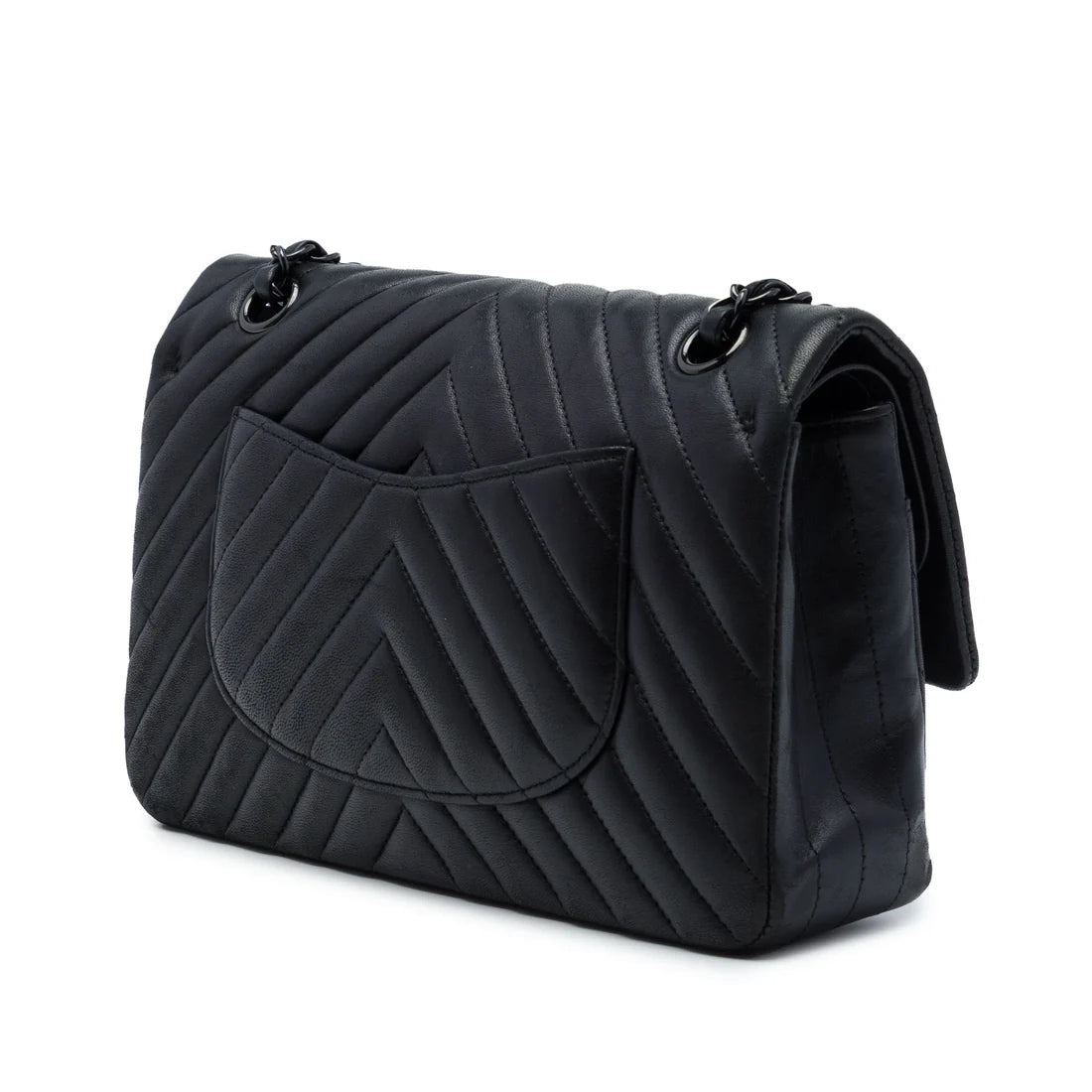 Chanel Medium Classic Chevron Lambskin So Black Double Flap Bag