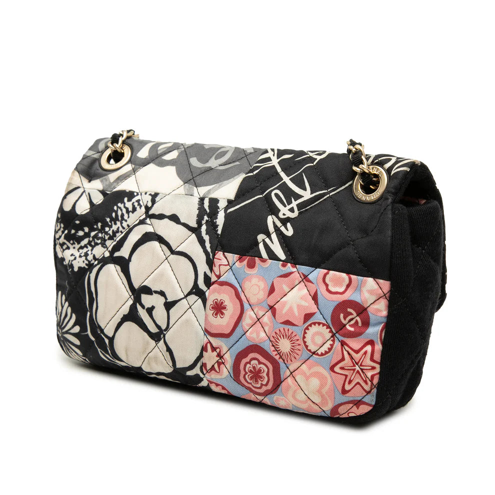 Chanel Mini Rectangular Printed Nylon and Jersey Patchwork Single Flap Bag