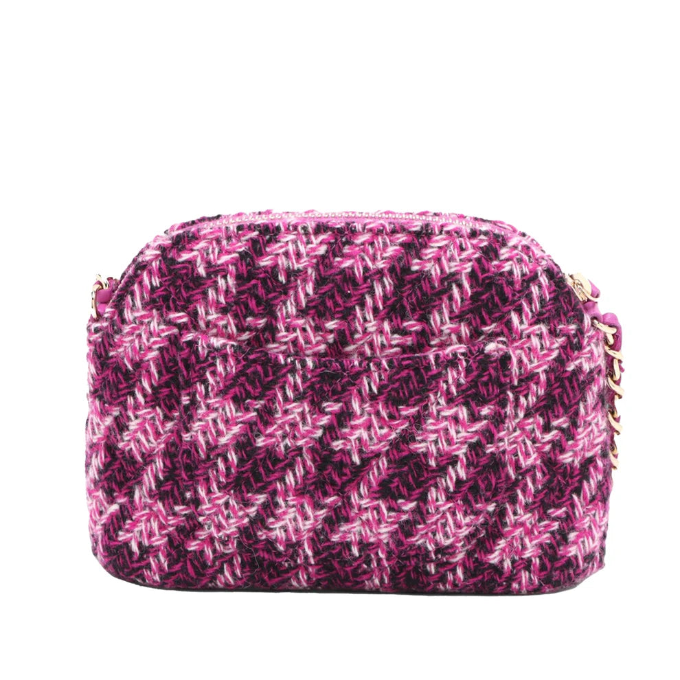 Chanel Mini CC Quilted Tweed Clutch With Chain Bag
