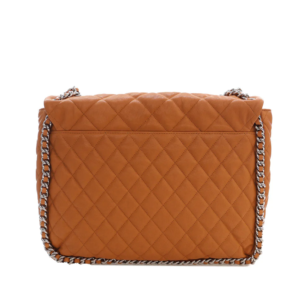 Chanel Maxi Quilted Washed Lambskin Chain Around Flap Bag