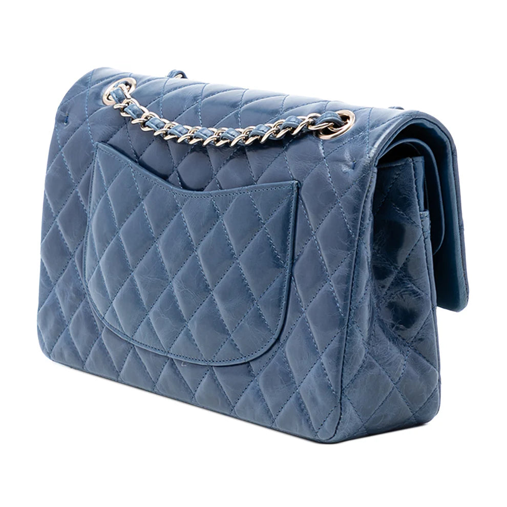 Chanel Medium Classic Glazed Calfskin Camellia Double Flap Bag