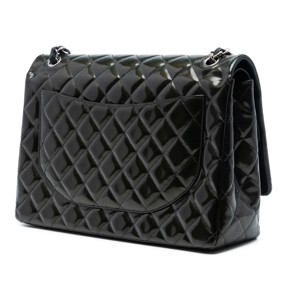 Chanel Maxi Classic Striped Patent Double Flap Bag