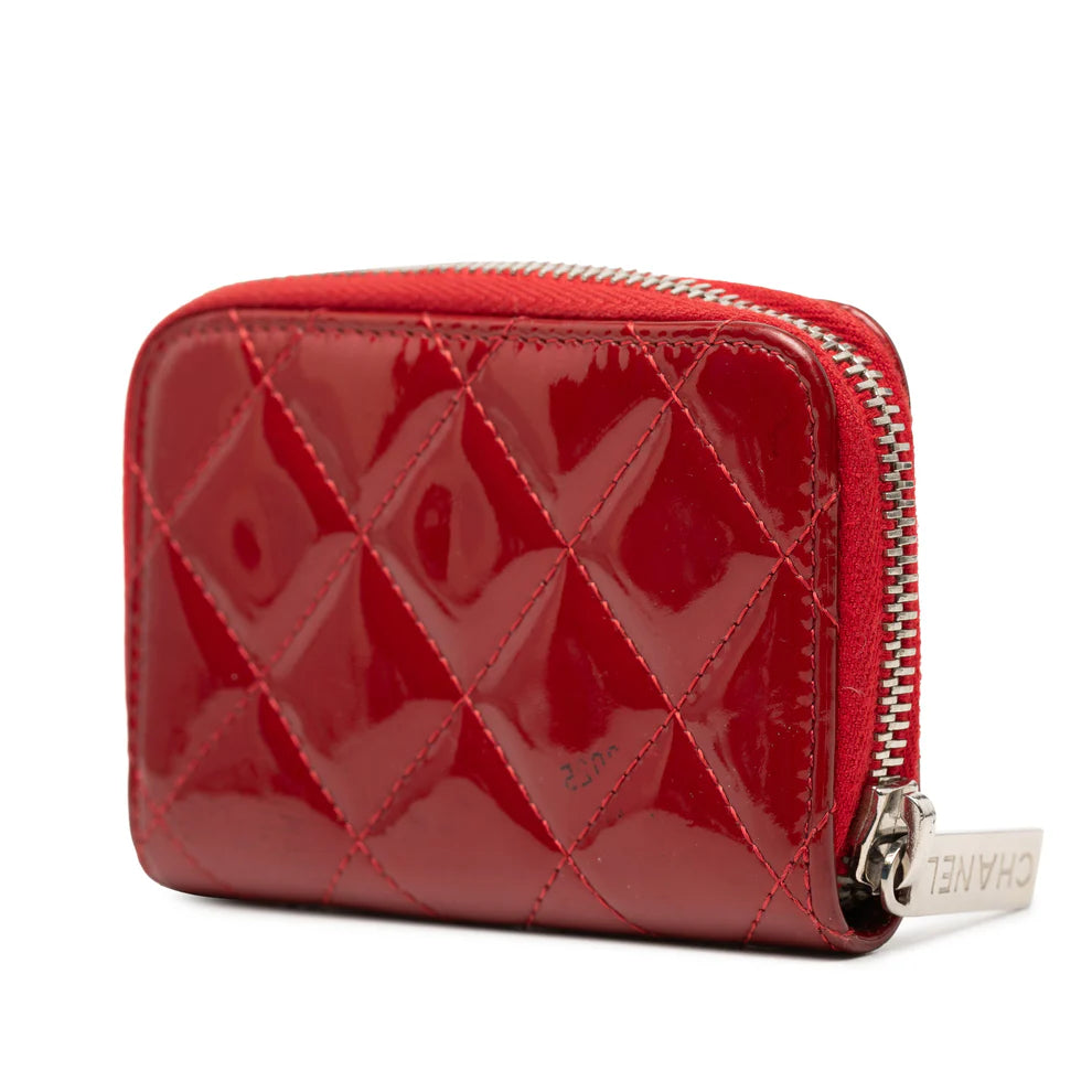 Chanel CC Quilted Patent Brilliant Zip Around Coin Pouch