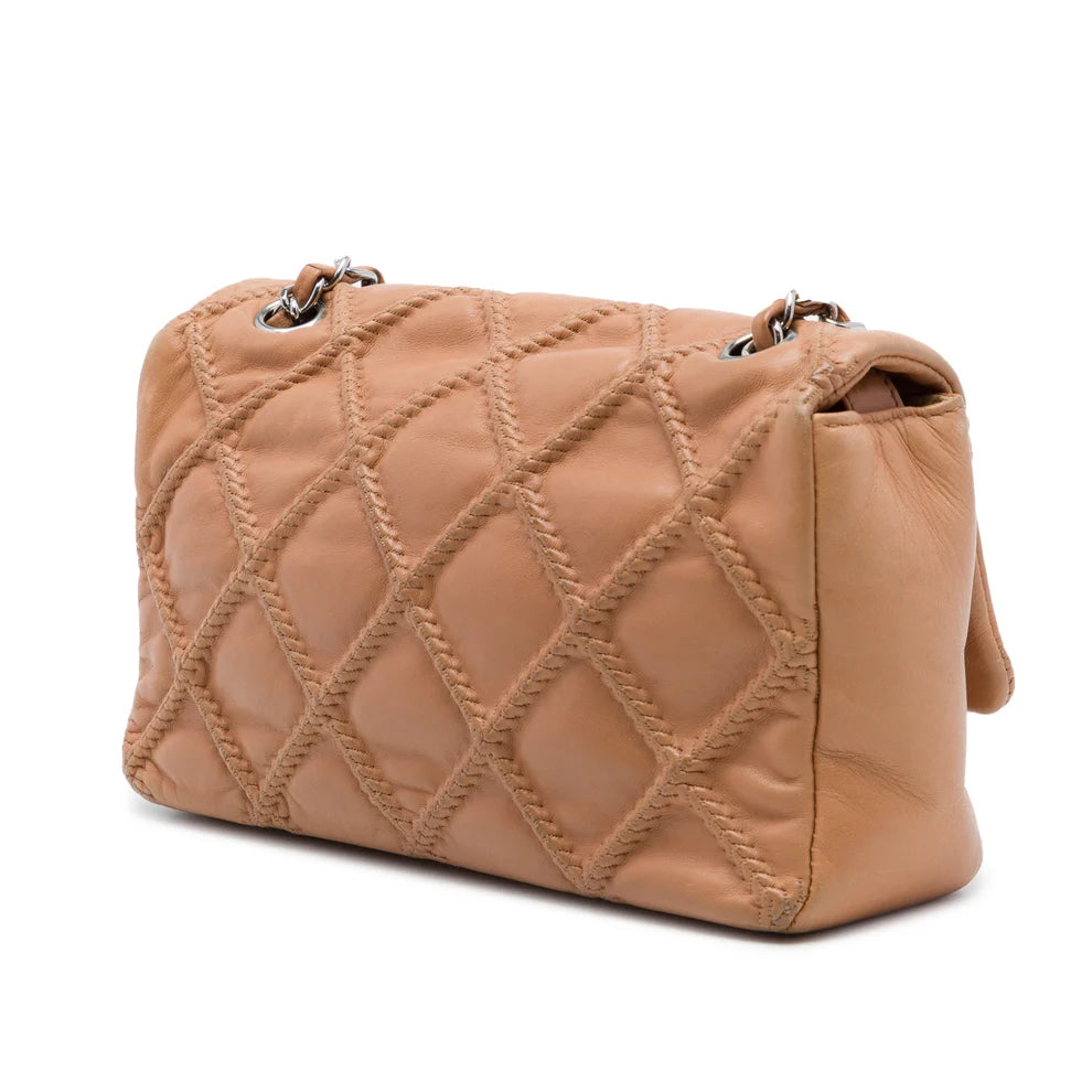 Chanel CC Quilted Calfskin Embossed Stitch Flap Bag