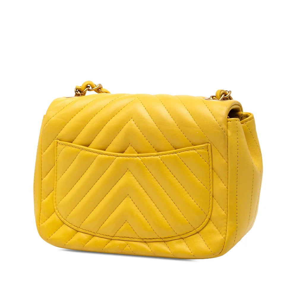 Chanel Mini Square Classic Chevron Lambskin Single Flap Bag