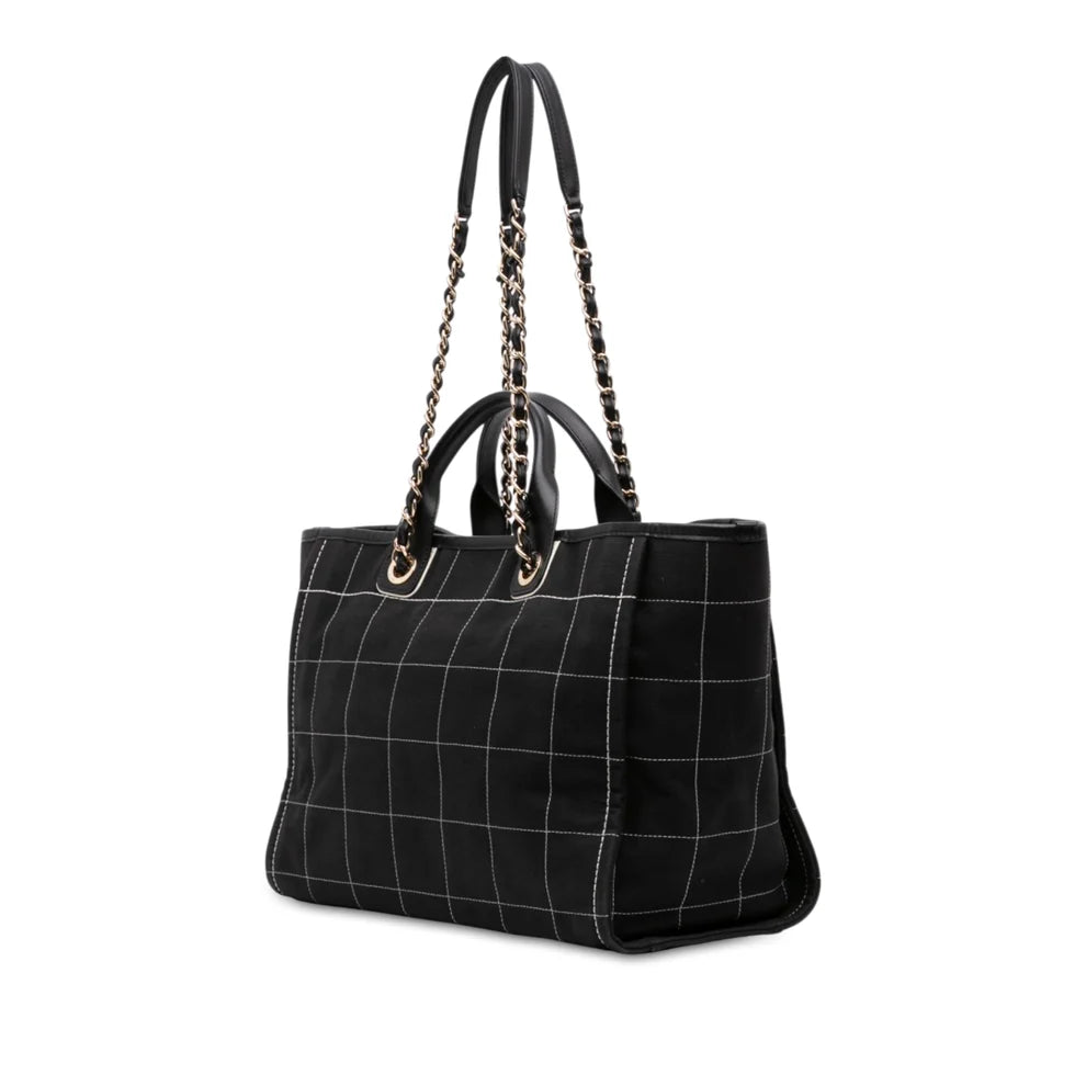 Chanel Medium Canvas Square Stitch Deauville Tote Bag