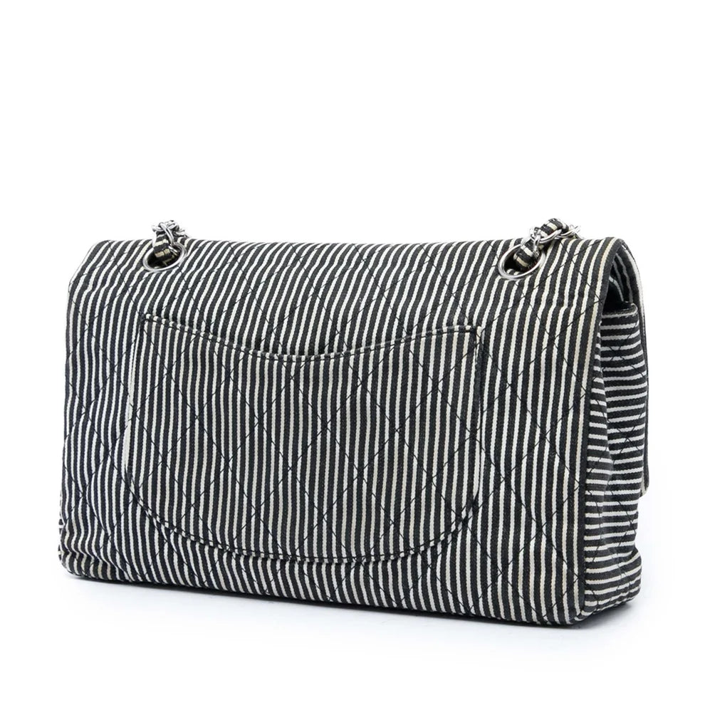 Chanel Medium Classic Canvas Stripes Double Flap Bag