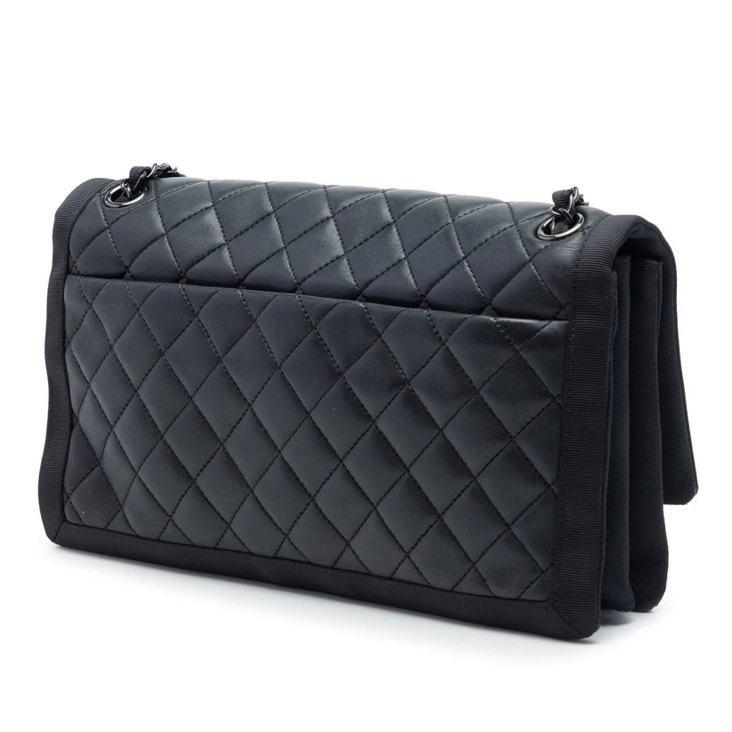 Chanel CC Quilted Lambskin and Grosgrain So Black Flap Bag