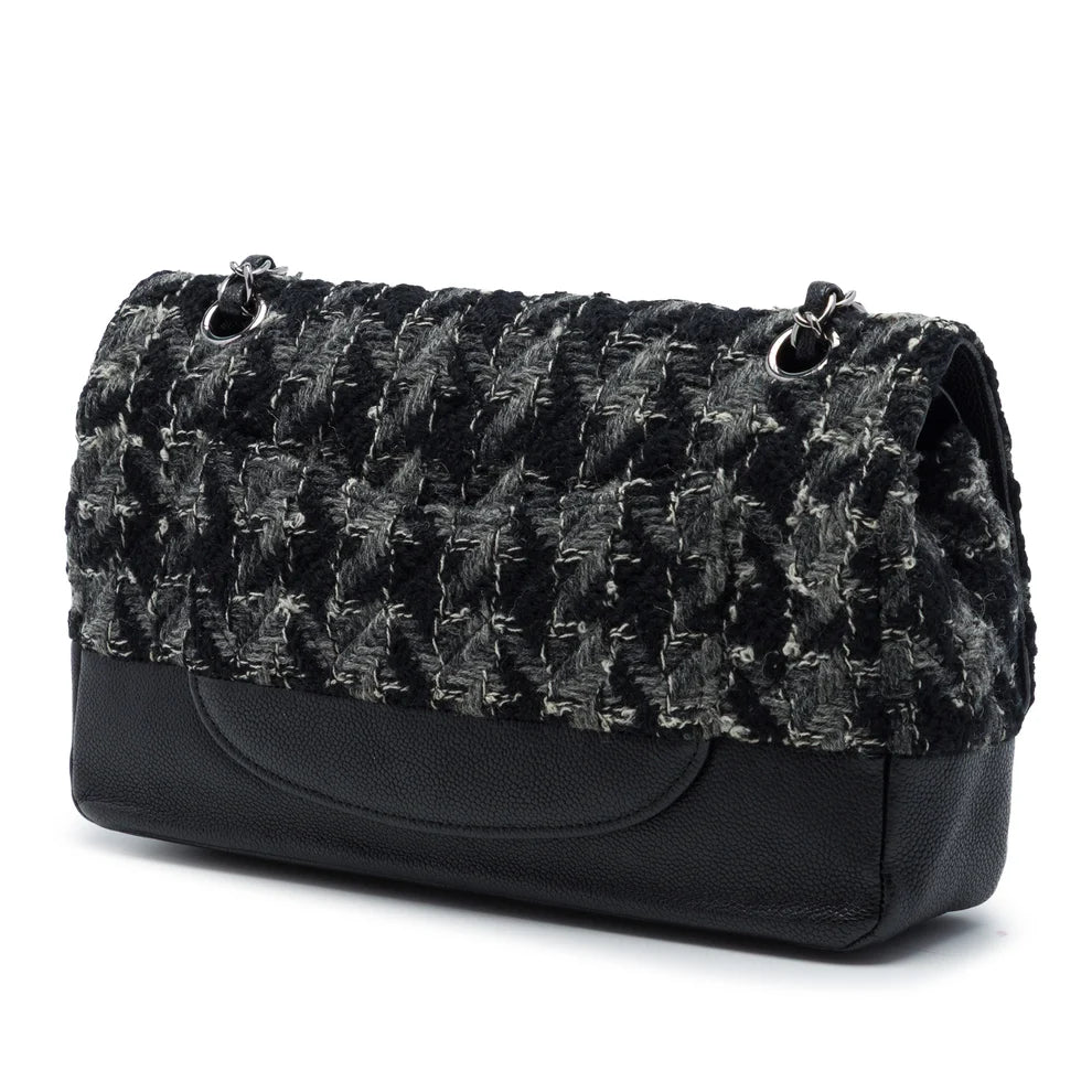 Chanel Medium Classic Tweed and Caviar Double Flap Bag