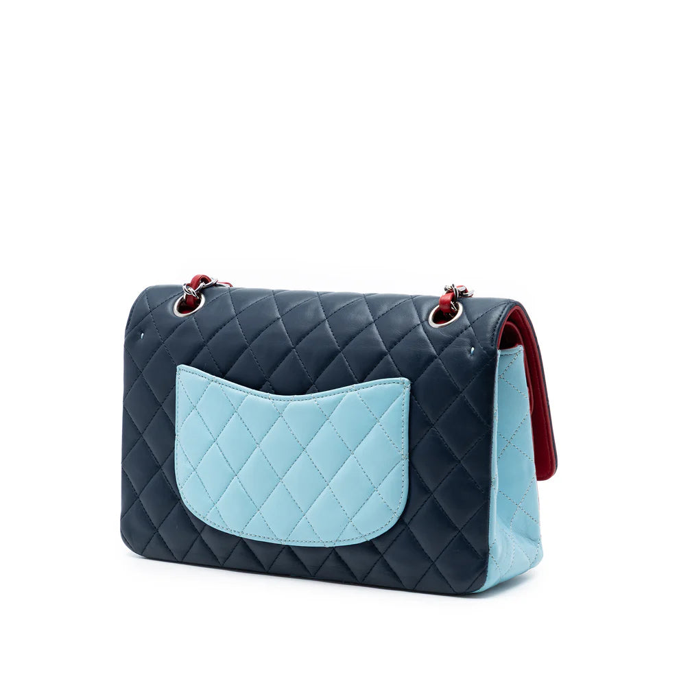 Chanel Medium Classic Tricolor Lambskin Double Flap Bag