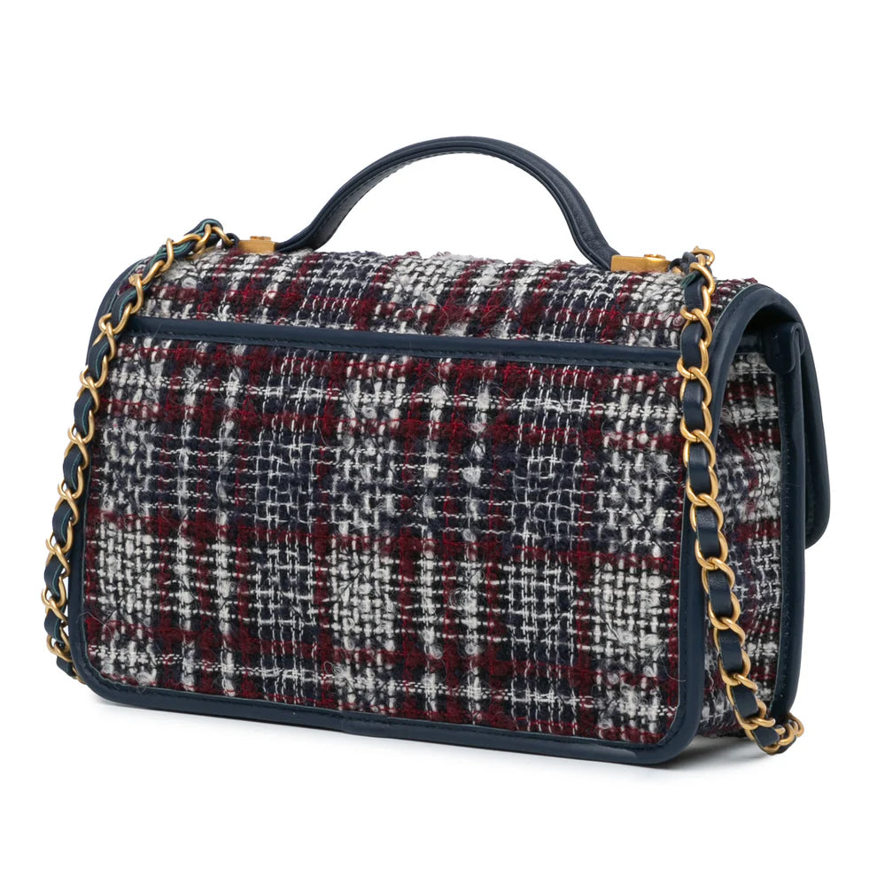 Chanel Small Tweed School Memory Top Handle Flap Bag