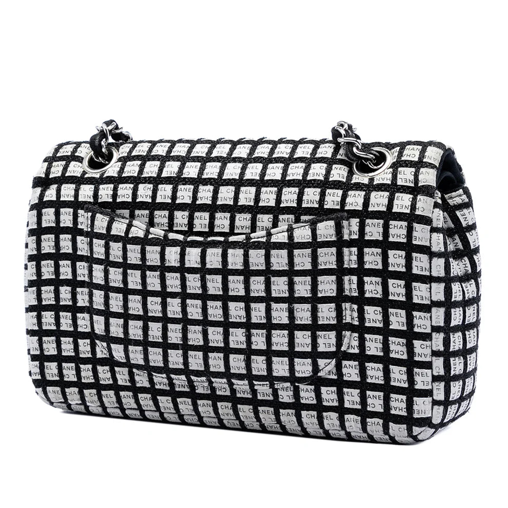 Chanel Medium Classic Ribbon and Tweed Logo Double Flap Bag