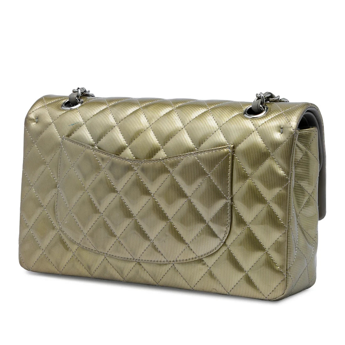 Chanel Medium Classic Striated Patent Double Flap Bag