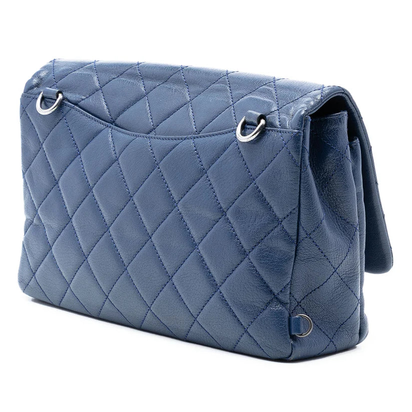 Chanel Large Quilted Goatskin Double Carry Waist Chain Flap Bag