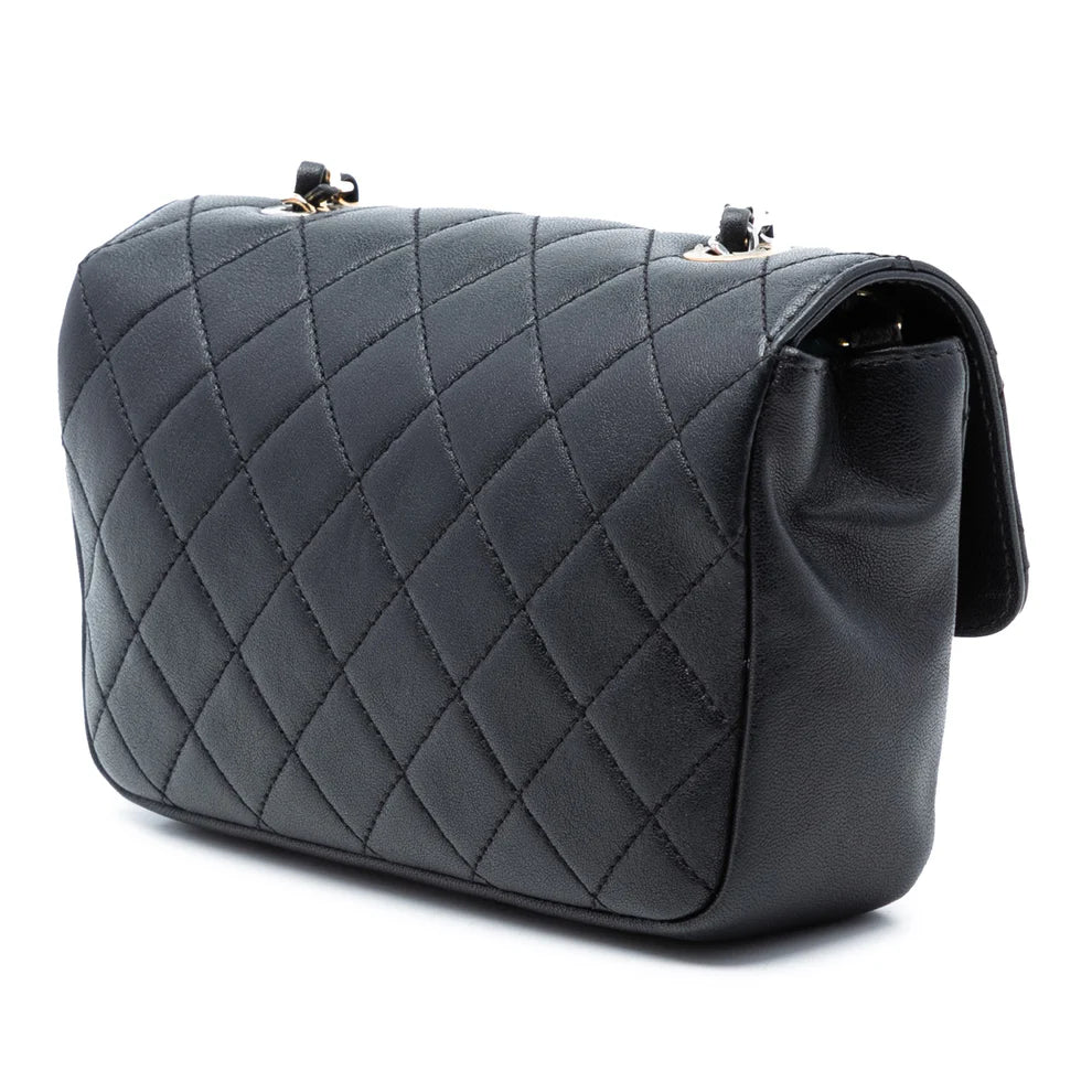 Chanel Quilted Lambskin Turn and Lock Flap Bag