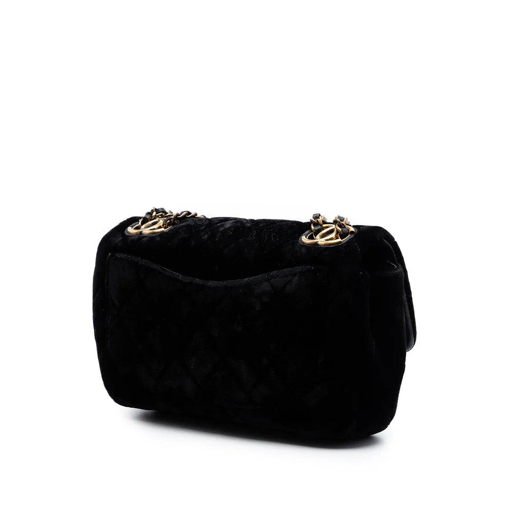 Chanel Small Quilted Velvet CC Eyelet Flap Bag