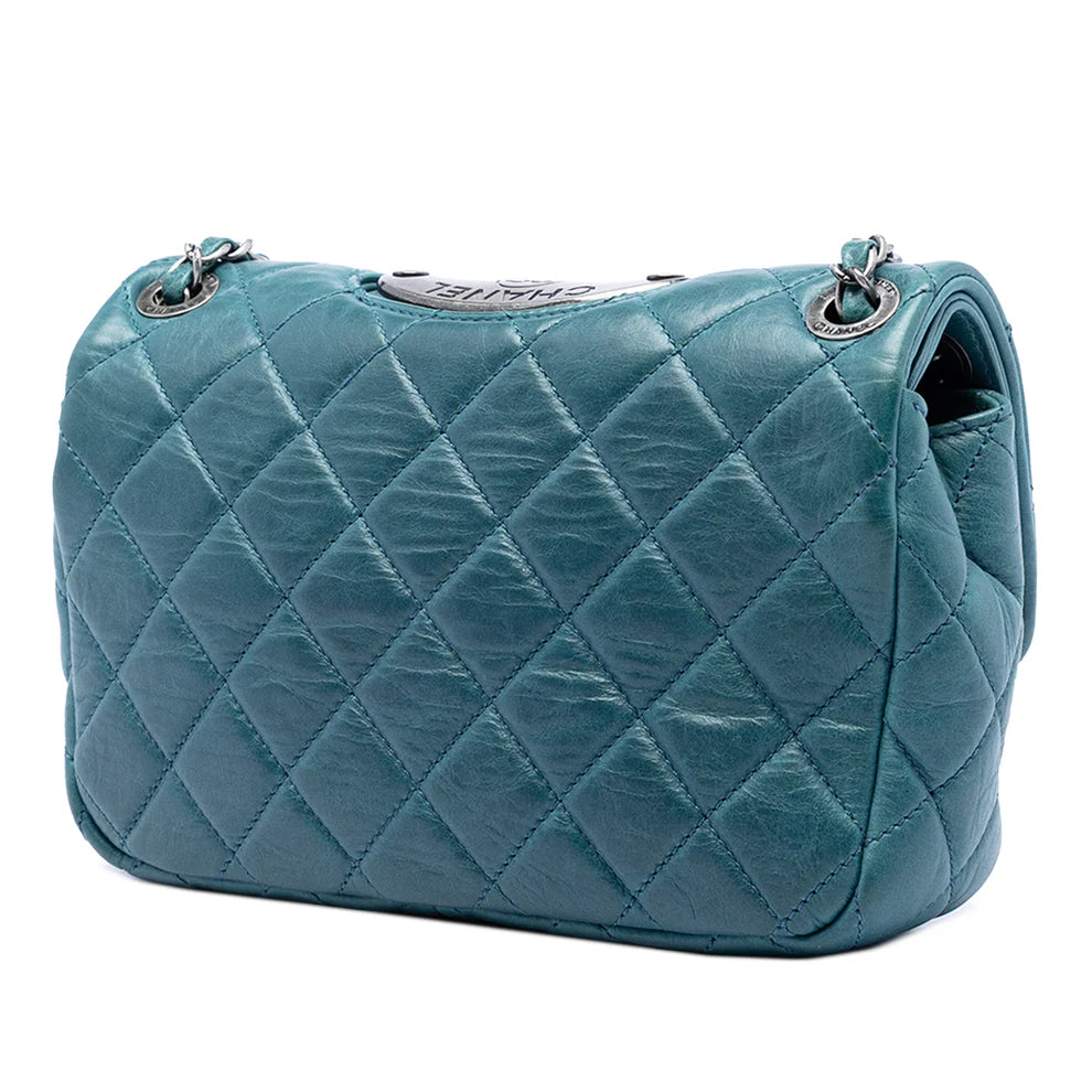 Chanel Quilted Calfskin Plaque Double Flap Bag