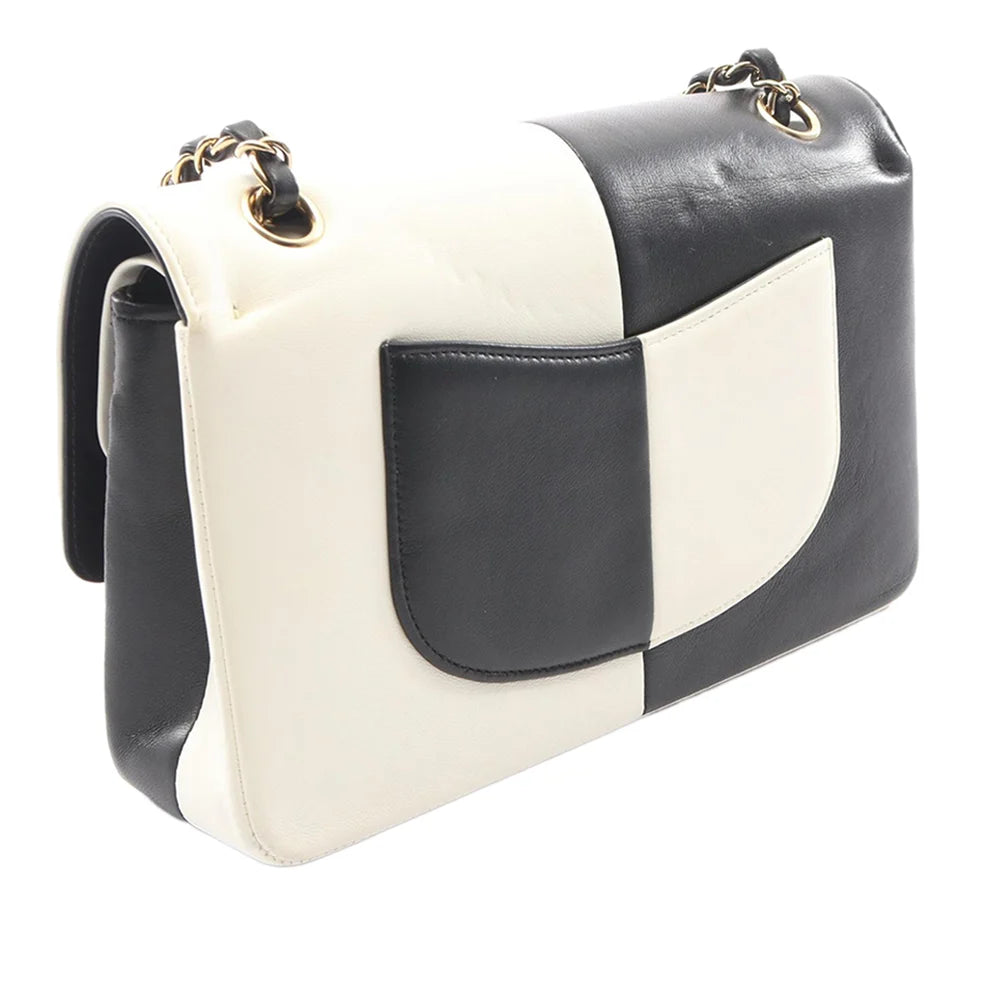 Chanel Medium Classic Bicolor Lambskin Geometric Colorblock Double Flap Bag