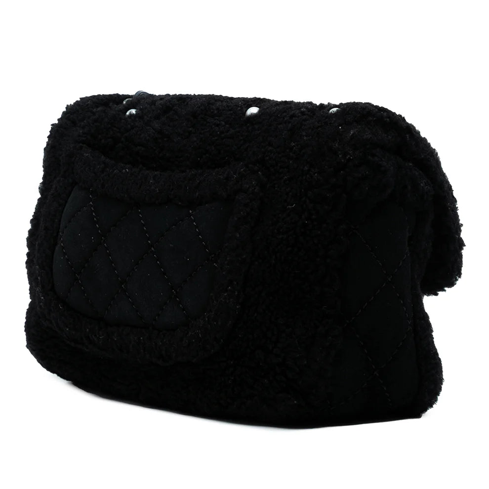 Chanel Medium Shearling Pearl Studded Flap Bag
