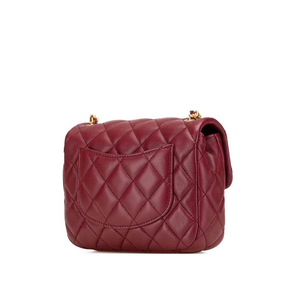 Chanel Mini Square Lambskin Coco Heart Chain Flap Bag
