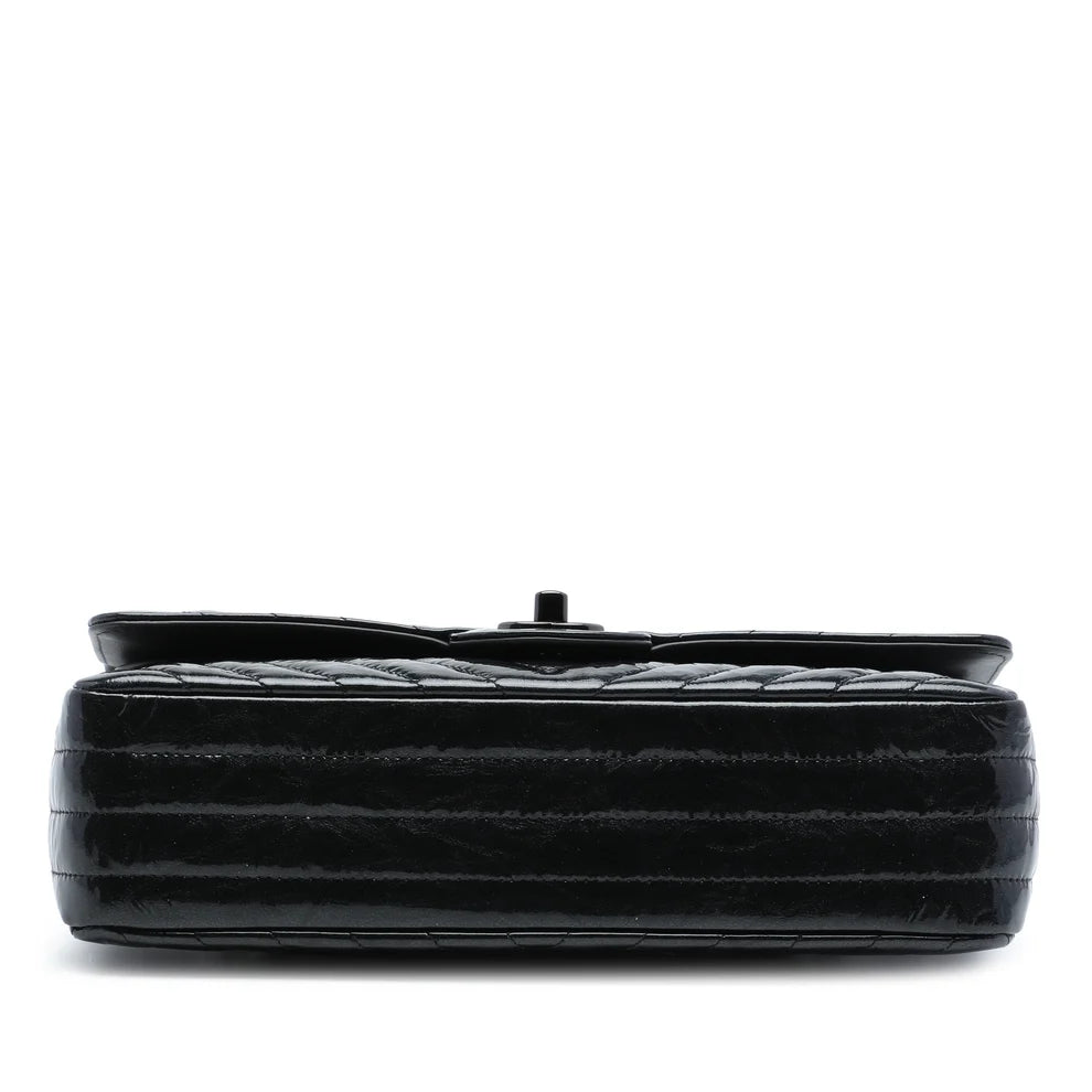 Chanel Medium Classic Chevron Patent So Black Double Flap Bag