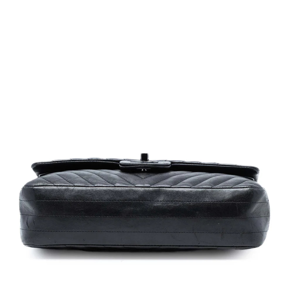 Chanel Medium Classic Chevron Lambskin So Black Double Flap Bag