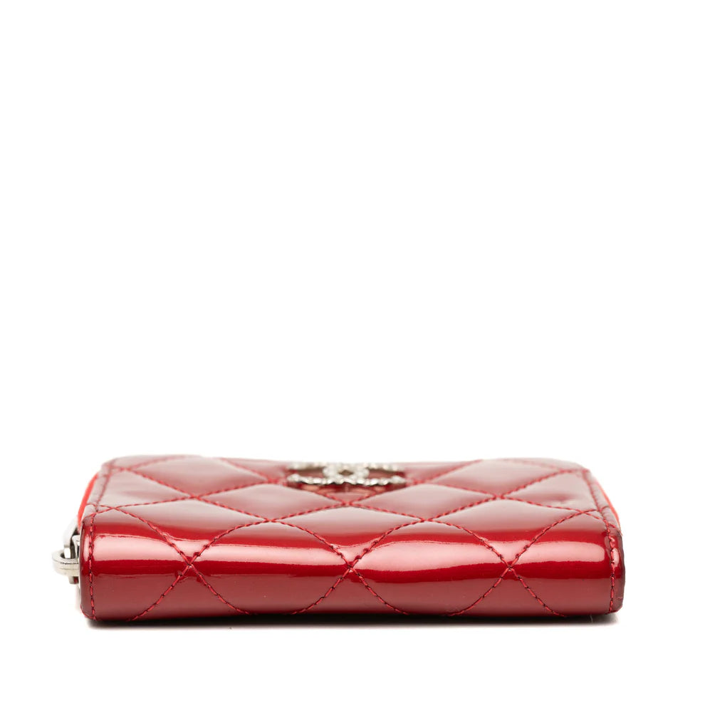 Chanel CC Quilted Patent Brilliant Zip Around Coin Pouch