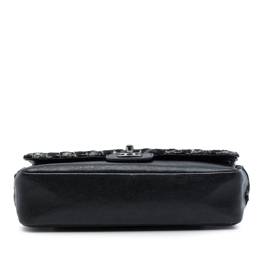 Chanel Medium Classic Tweed and Caviar Double Flap Bag