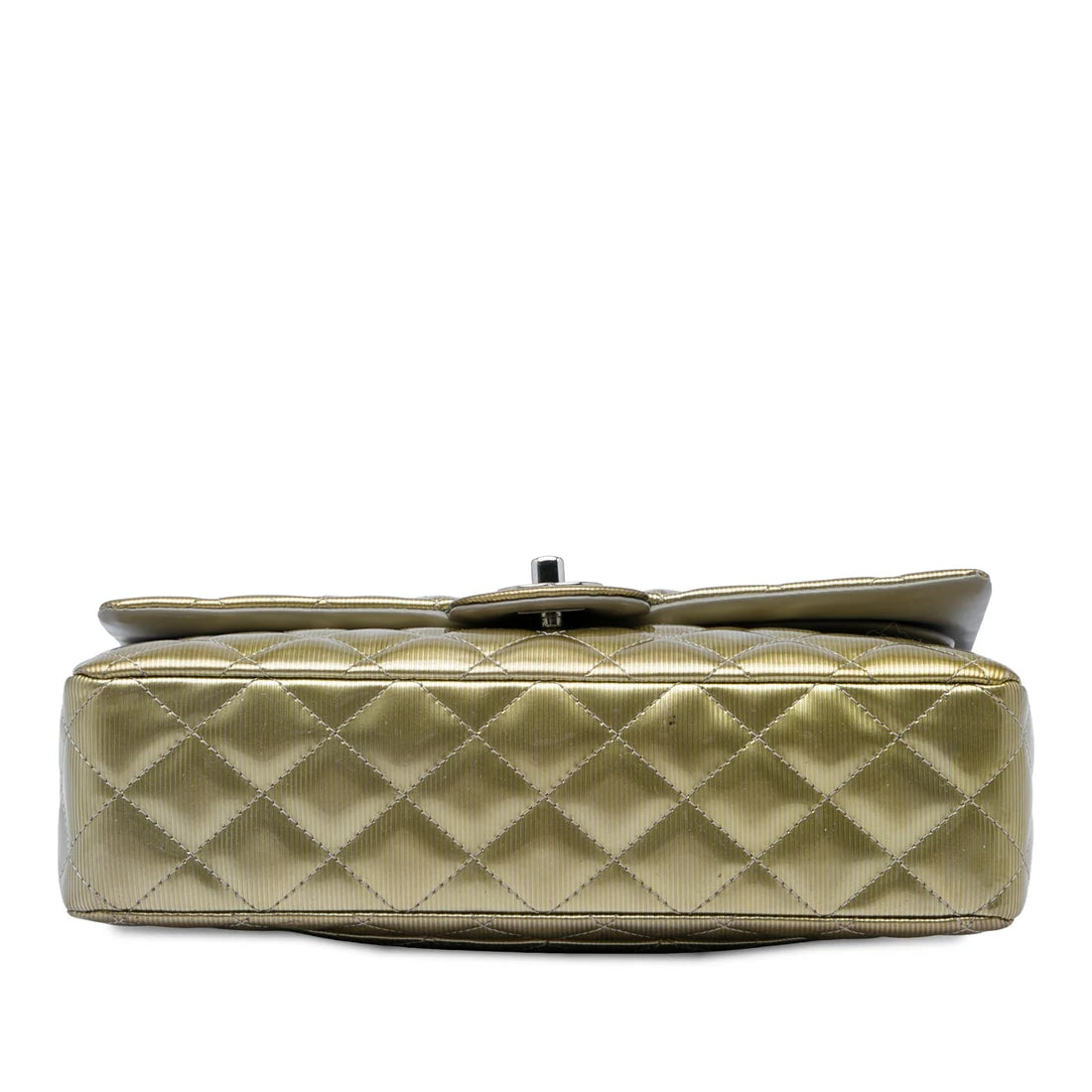 Chanel Medium Classic Striated Patent Double Flap Bag