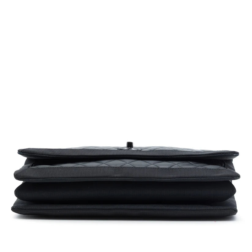 Chanel CC Quilted Lambskin and Grosgrain So Black Flap Bag