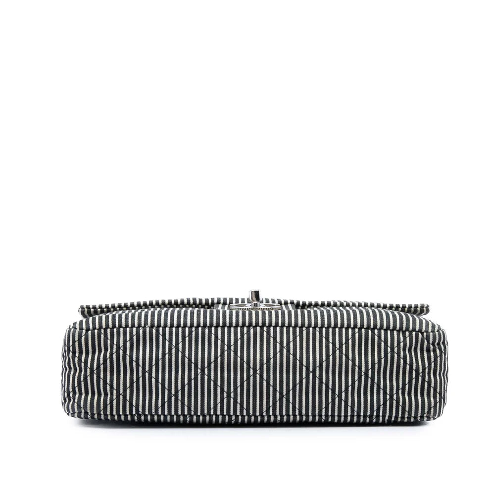 Chanel Medium Classic Canvas Stripes Double Flap Bag