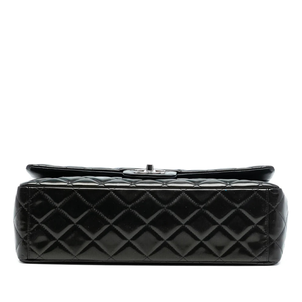 Chanel Maxi Classic Striped Patent Double Flap Bag