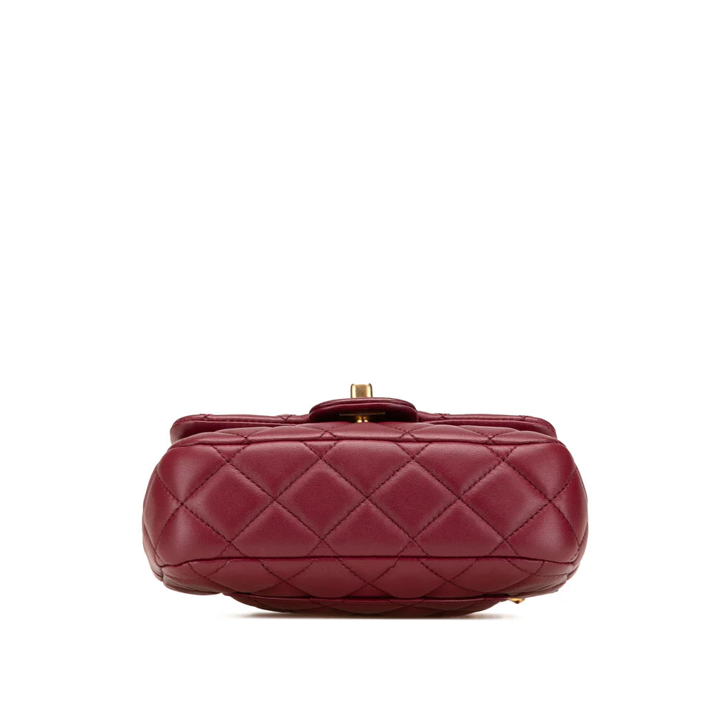 Chanel Mini Square Lambskin Coco Heart Chain Flap Bag