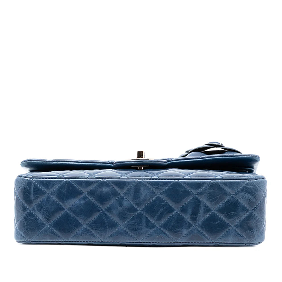 Chanel Medium Classic Glazed Calfskin Camellia Double Flap Bag