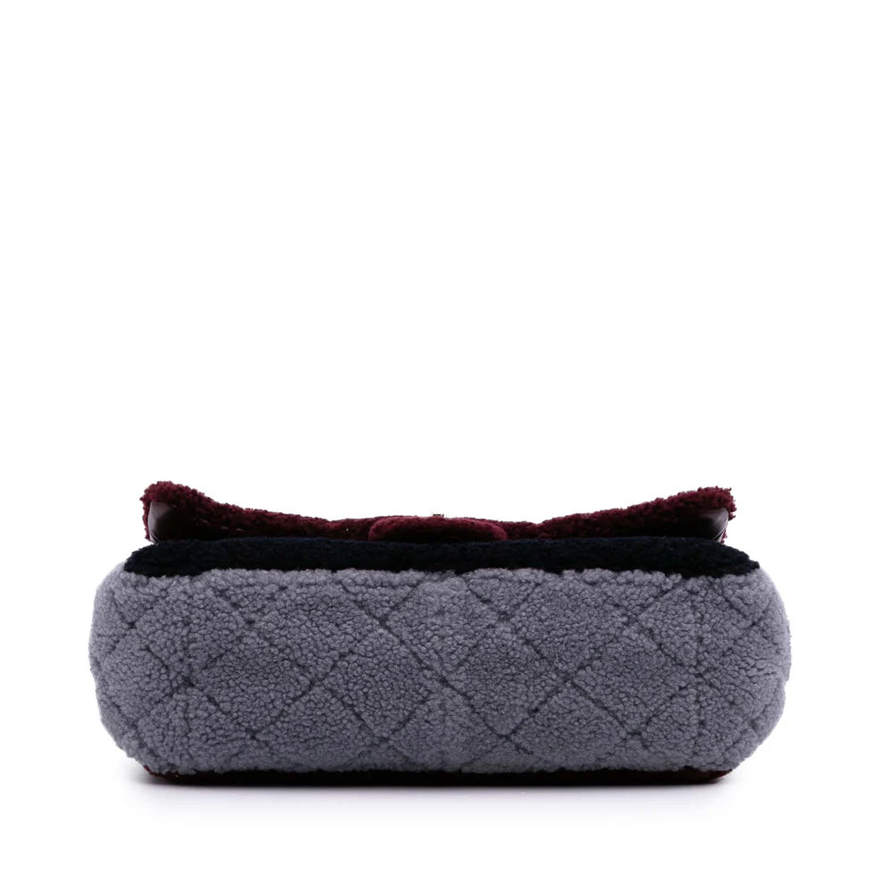 Chanel Medium Tricolor CC Quilted Shearling Single Flap Bag