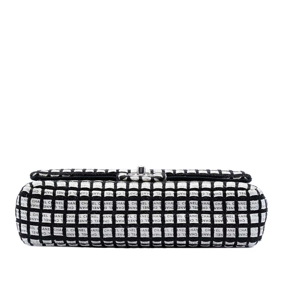 Chanel Medium Classic Ribbon and Tweed Logo Double Flap Bag