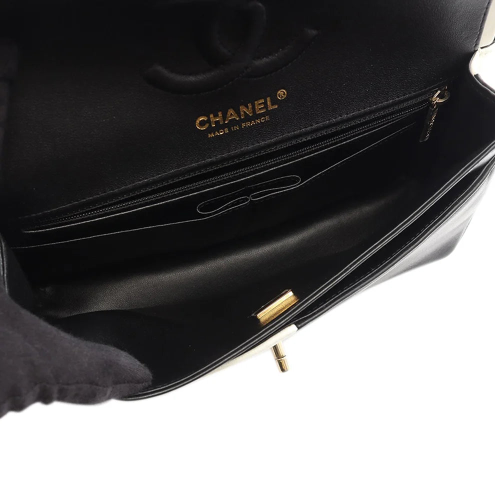 Chanel Medium Classic Bicolor Lambskin Geometric Colorblock Double Flap Bag