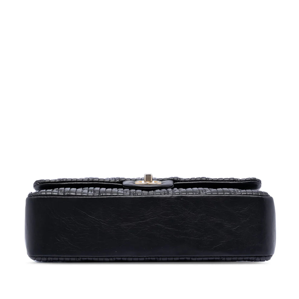 Chanel Medium Classic Chevron Calfskin Pleated Double Flap Bag