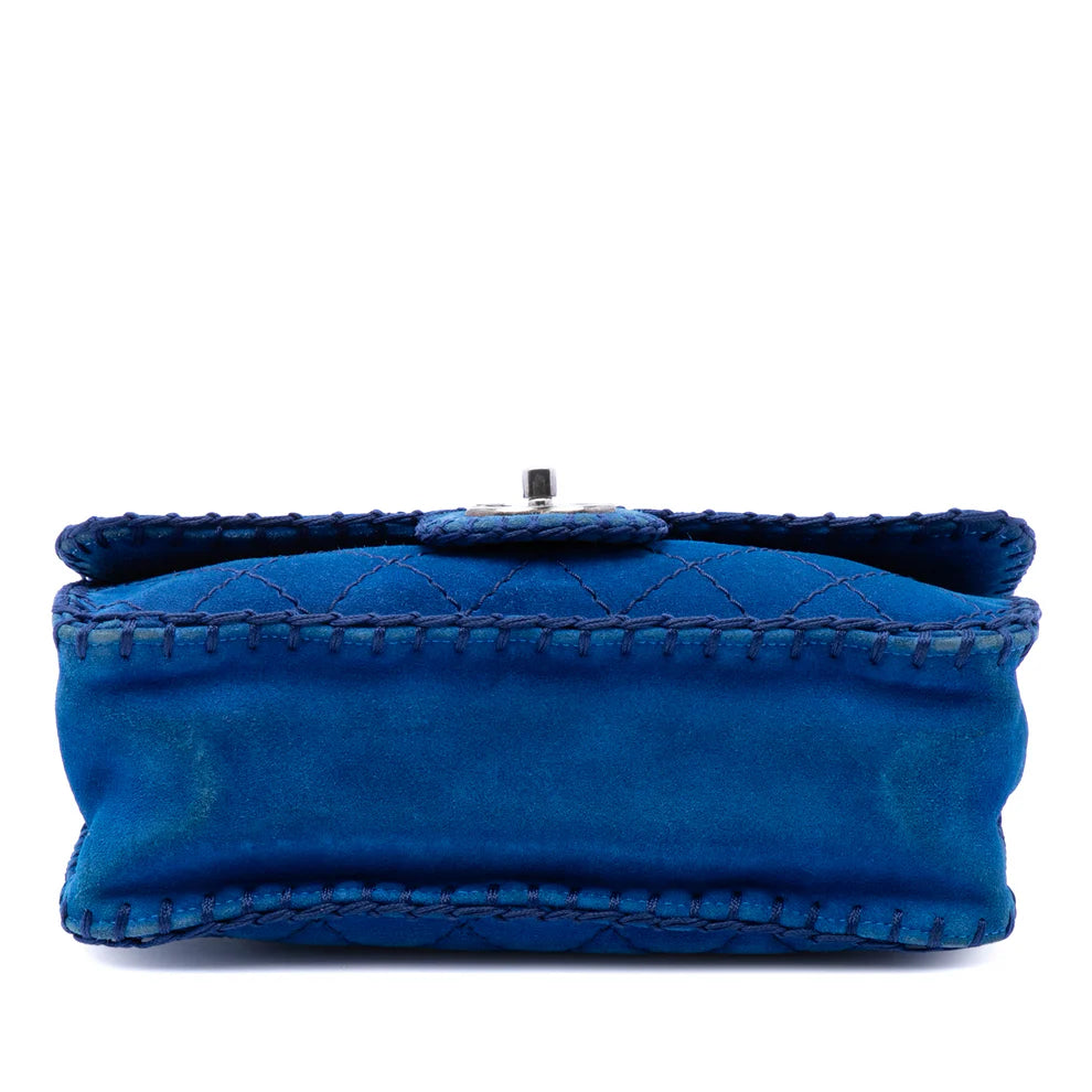 Chanel Medium CC Quilted Suede Whipstitch Single Flap Bag