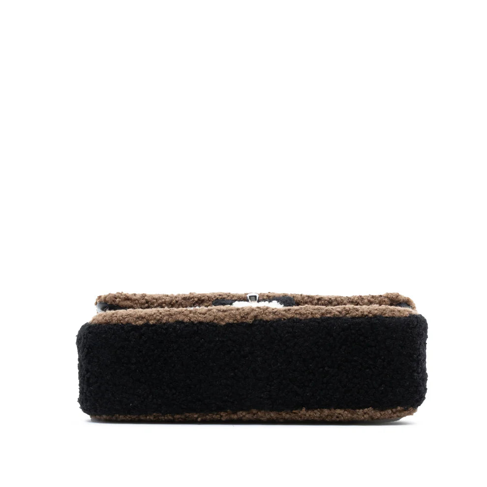 Chanel Medium Classic Tricolor Shearling Double Flap Bag