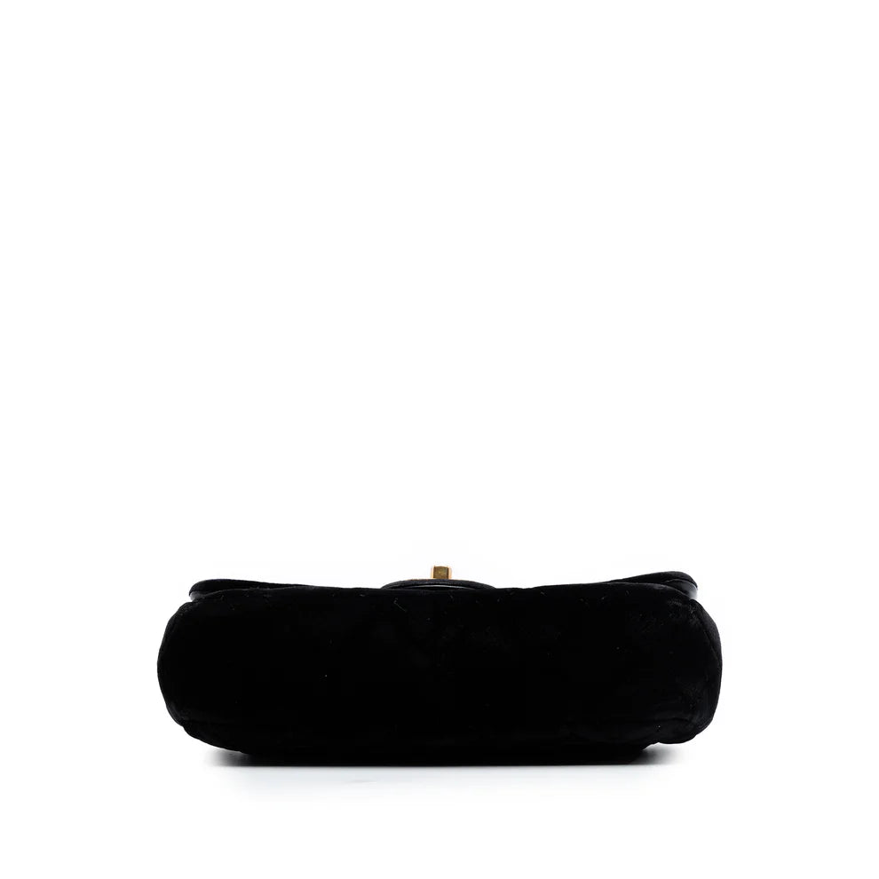 Chanel Small Quilted Velvet CC Eyelet Flap Bag