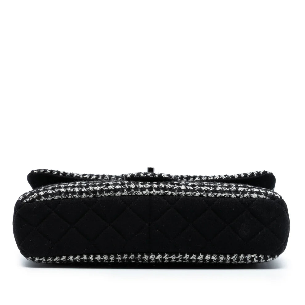 Chanel Jumbo CC Quilted Jersey and Tweed Chain Flap Bag