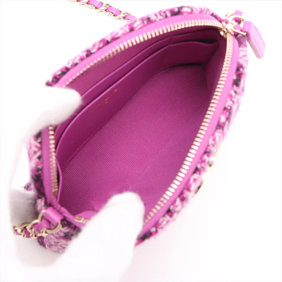 Chanel Mini CC Quilted Tweed Clutch With Chain Bag
