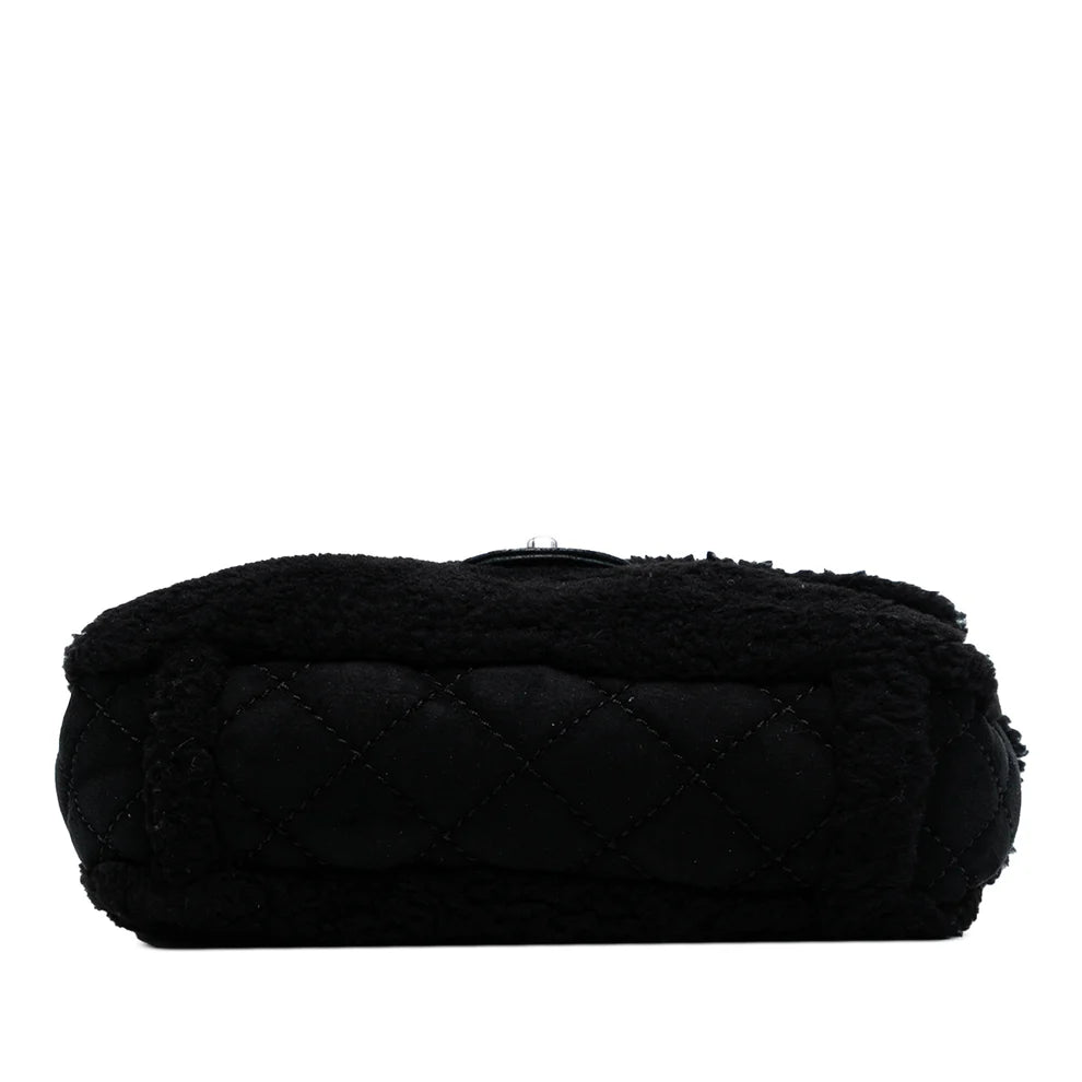Chanel Medium Shearling Pearl Studded Flap Bag