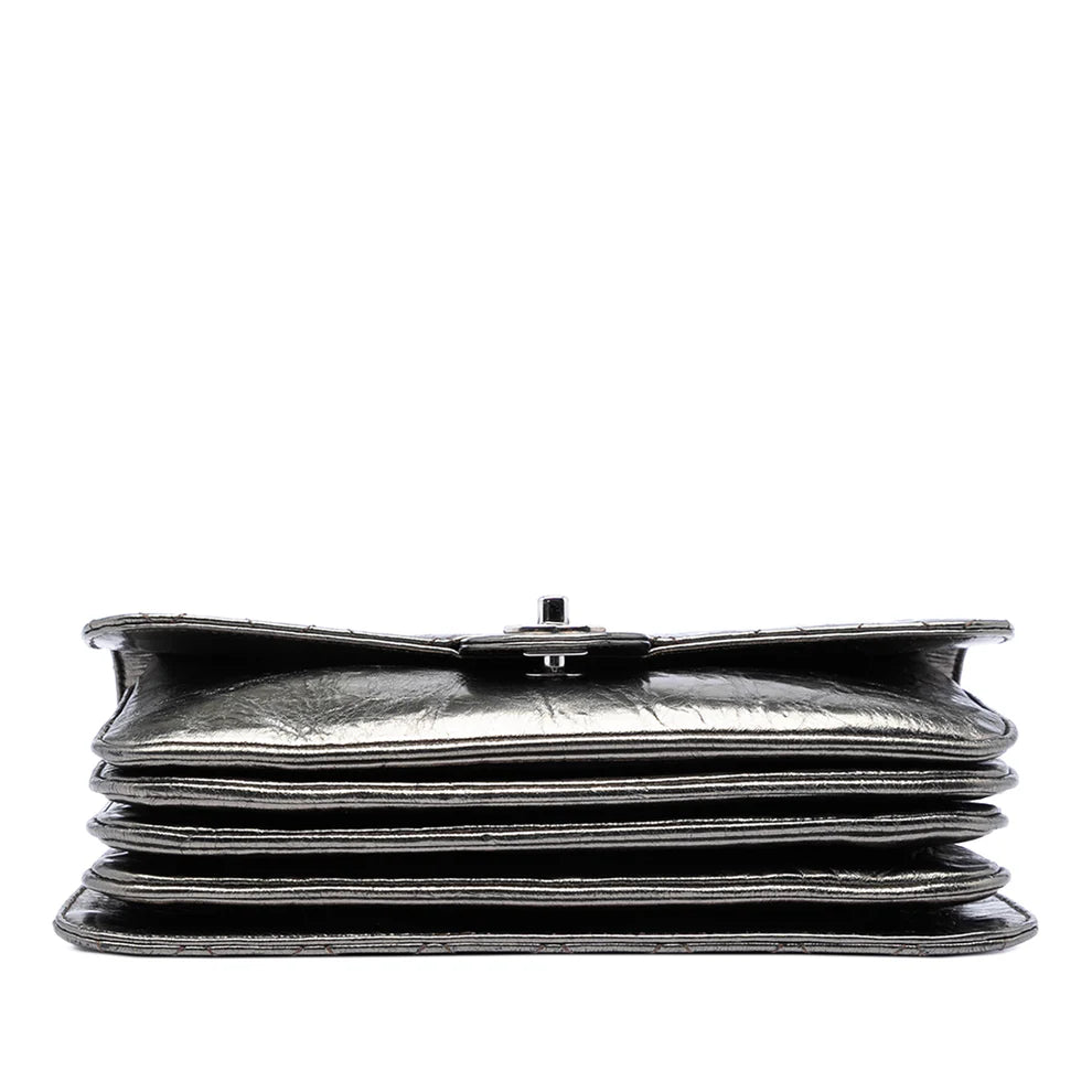 Chanel Medium Metallic Crackled Calfskin Clams Pocket Flap Bag