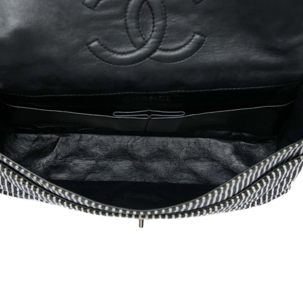 Chanel Medium Classic Canvas Stripes Double Flap Bag