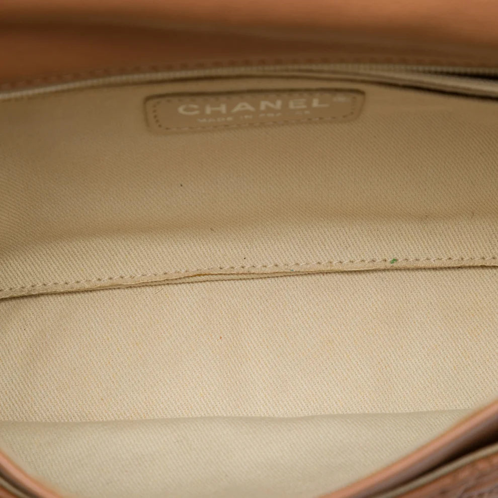 Chanel CC Quilted Calfskin Embossed Stitch Flap Bag
