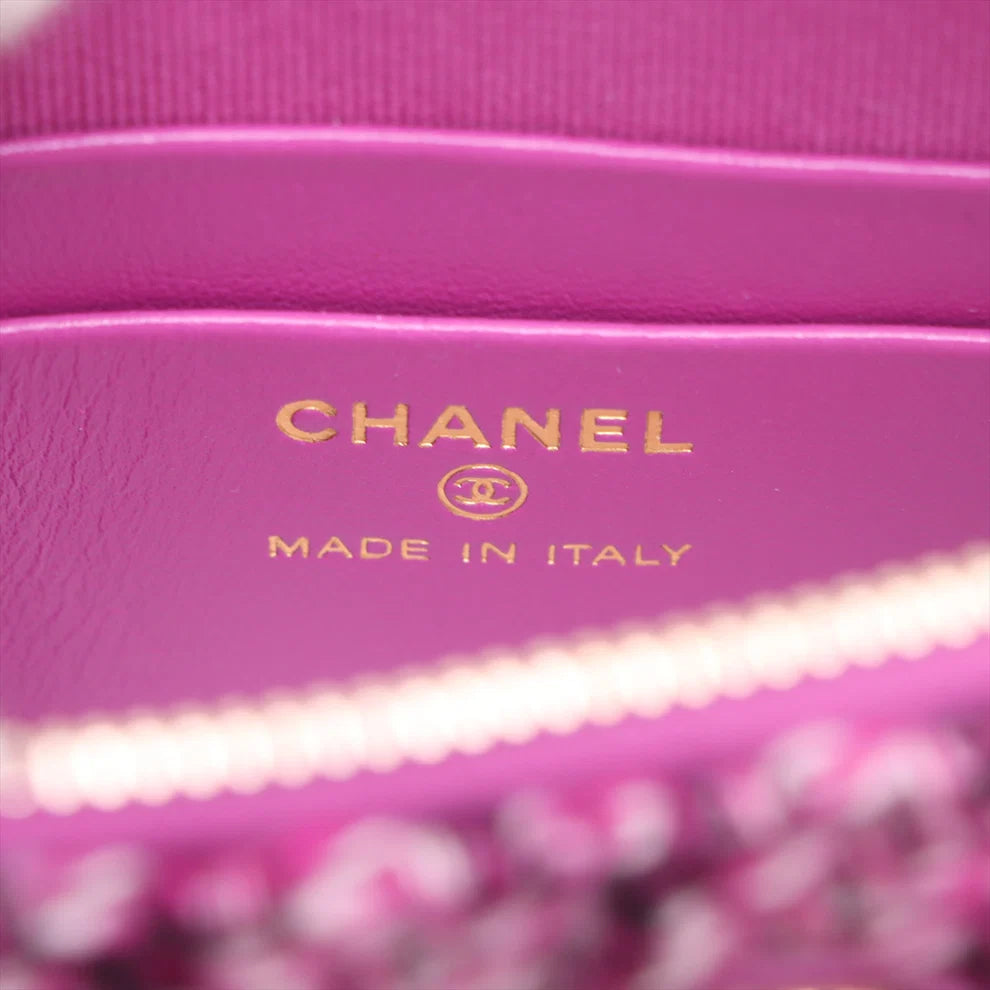 Chanel Mini CC Quilted Tweed Clutch With Chain Bag